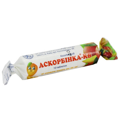 Світлина Аскорбінка КВ таблетки смак манго 25 мг №10